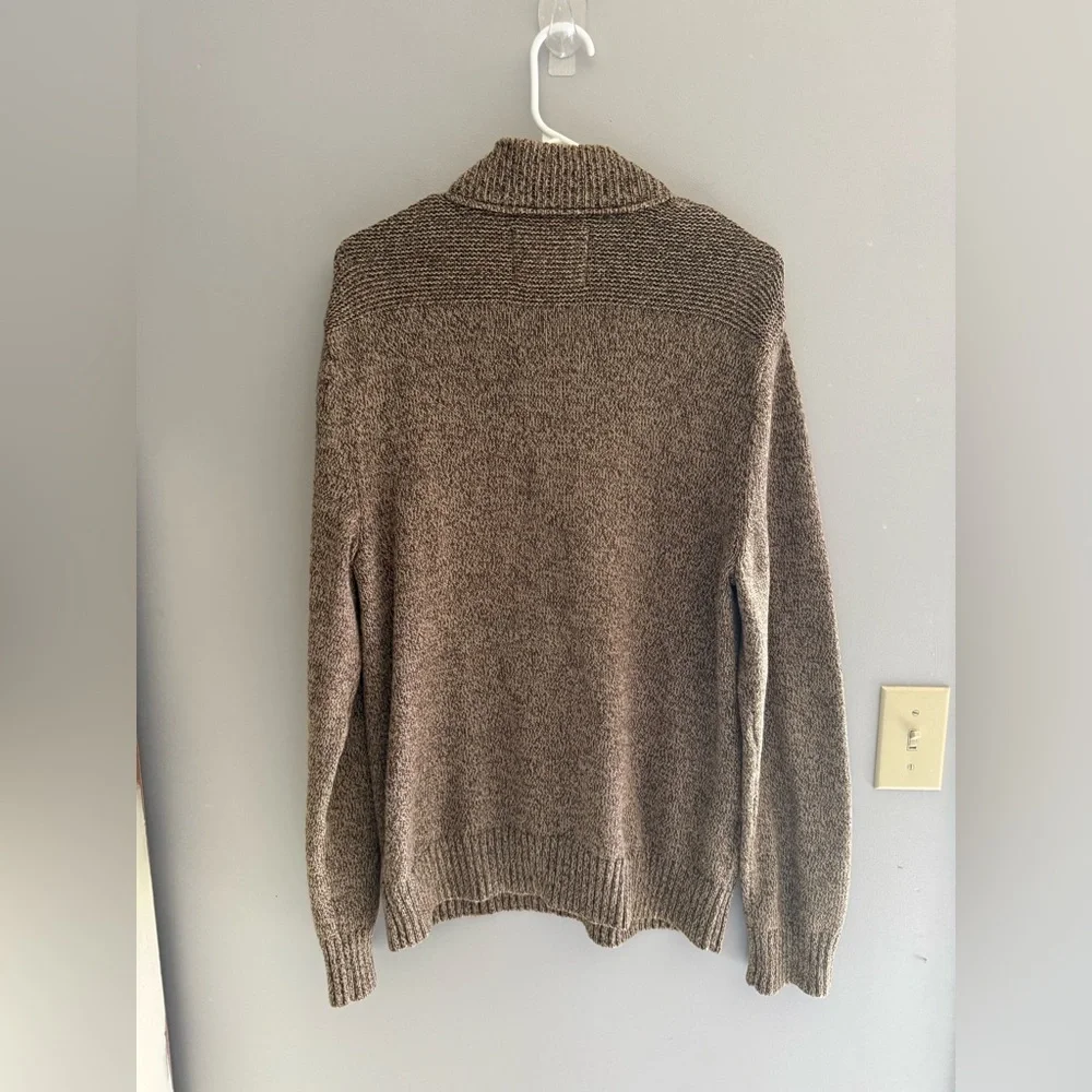 Eddie Bauer Men’s Brown Knit 1/4 Zip Pullover Sweater SZ M Mock Neck Preppy Fall